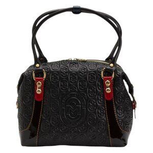 MARINO ORLANDI Made In Italy Leather All Over Logo Bowling Bag